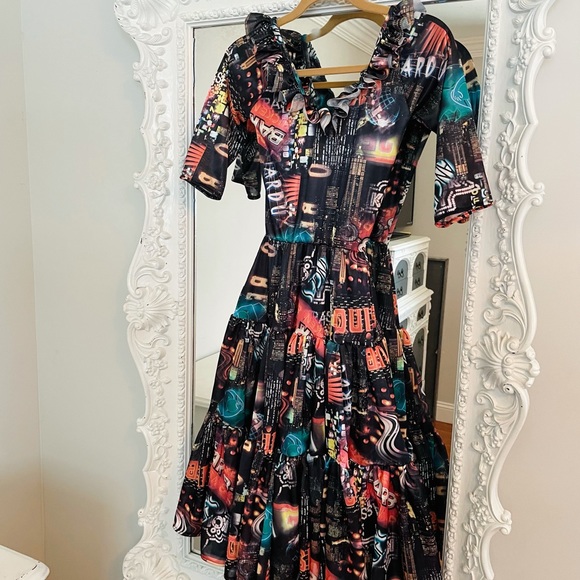 SALE New York Couture Limited Edition Vintage Printed Ruffle Maxi Dress - Picture 5 of 13